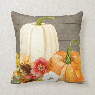 Aquarell-weißer Kürbis-rotes Kissen