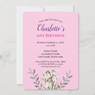 Aquarell Weißer Schneefall Illustration Geburtstag Einladung