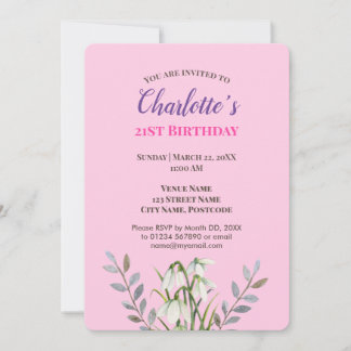 Aquarell Weißer Schneefall Illustration Geburtstag Einladung