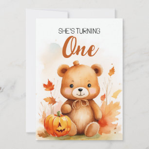 Aquarell Weißer und brauner Teddybär 1. Geburtstag Einladung