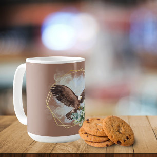 Aquarell-Weißkopfseeadler-gerahmter Blumenstrauß Kaffeetasse