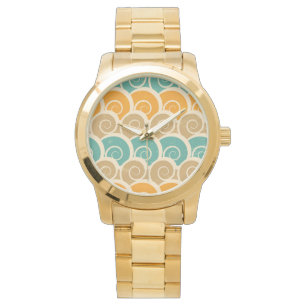 Aquarell-Wellen-Muster Armbanduhr