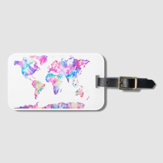 Aquarell-Weltkarte-Gepäckanhänger Gepäckanhänger