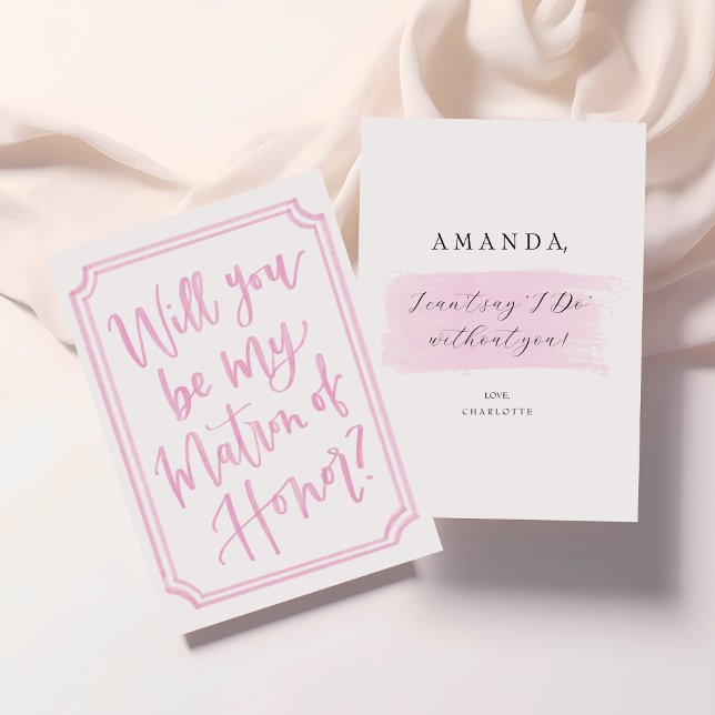Aquarell Werden Sie meine MOH-Vorschlagskarte sein Einladung (Matron of Honor Proposal Cards | Elegant & Modern Blush Design | Personalized Bridesmaid Card)