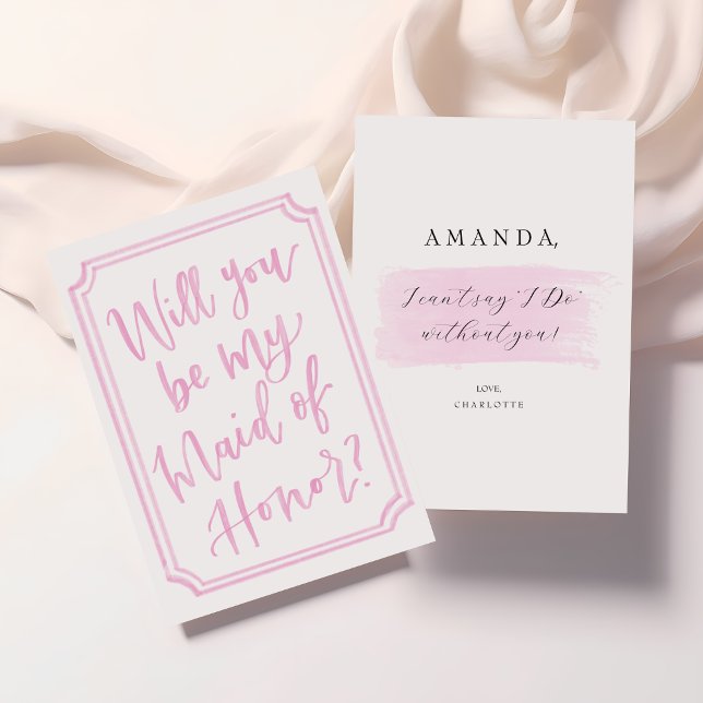 Aquarell Werden Sie meine MOH-Vorschlagskarte sein Einladung (Maid of Honor Proposal Cards | Elegant & Modern Blush Design | Personalized Bridesmaid Request)