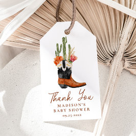 Aquarell Western Boots Baby Dusche Geschenkanhänger