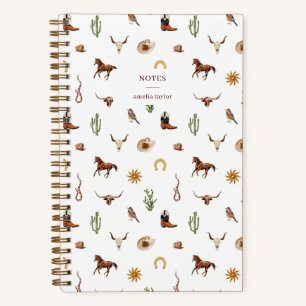 Aquarell-Western-Cowgirl-Notizen Personalisiert Notizbuch