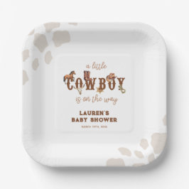 Aquarell Western Kleine Cowboy Babydusche Pappteller