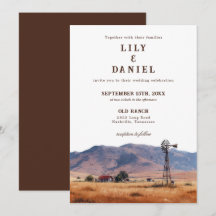 Aquarell Western Mountain Cowboy Ranch Hochzeit
