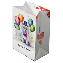 Aquarell Westie Kindergeburtstagparty