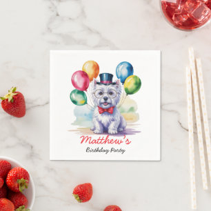 Aquarell Westie Kindergeburtstagparty Serviette