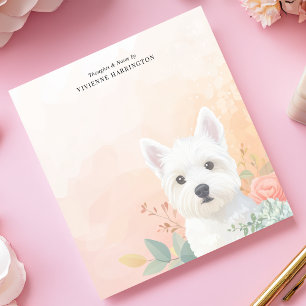 Aquarell Westie Pastell Blumen Personalisiert Notizblock