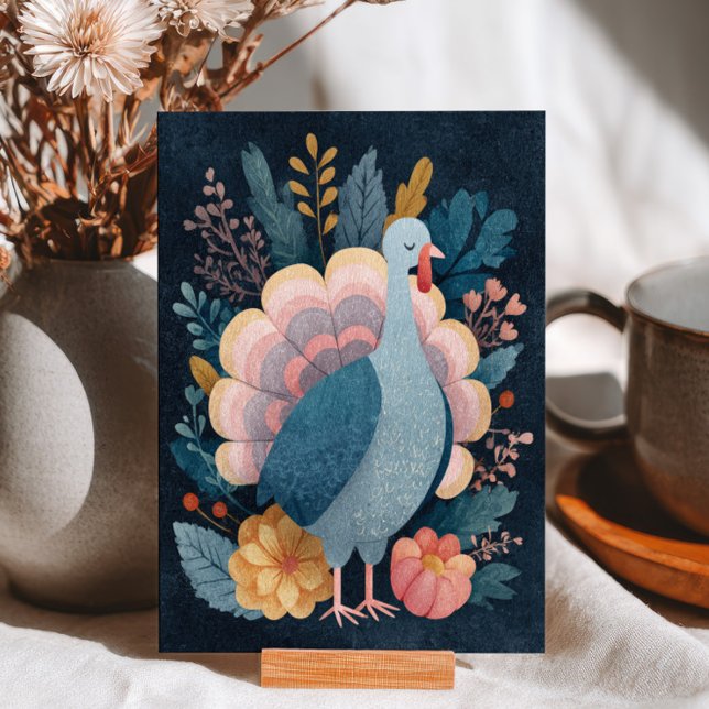 Aquarell-whimsical-Pute-Botanik-Thanksgiving Postkarte (Von Creator hochgeladen)
