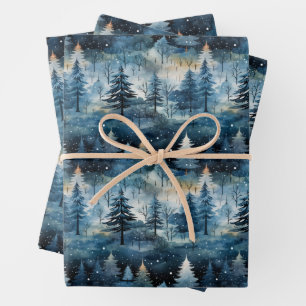 Aquarell Whimsical Winter Wonderland Weihnachten Geschenkpapier Set