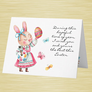Aquarell-whimsische Ostern-Segen-Grußkarte Karte