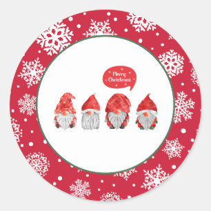 Aquarell Whimsy: Gnome Santas Frohe Weihnachten Runder Aufkleber