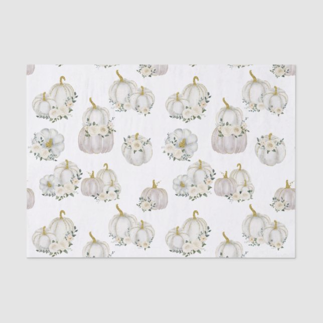 Aquarell White Pumpkin Rose Kinderdusche   Seidenpapier (Vorderseite)