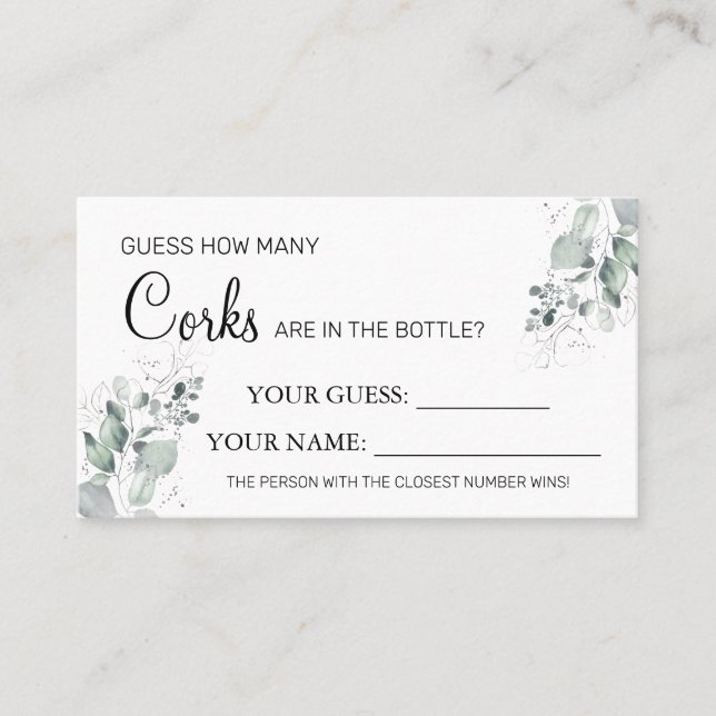 Aquarell Wie viele Corks Brautparty Kartenspiel Platzkarte (Vorderseite)