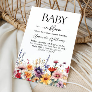 Aquarell-Wiesen-Baby-in-Blüte-Blumen-Baby-Party Einladung