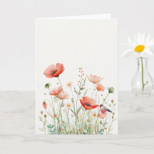 Aquarell-Wiesen-Grußkarte, Elegante Blumen Karte