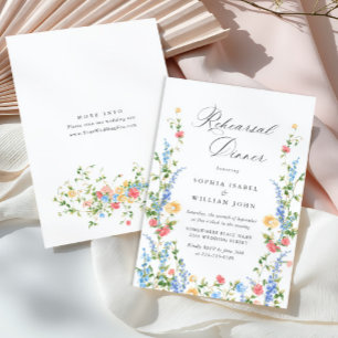 Aquarell-Wiesen-Wildblumen-Boho-Probedinner Einladung