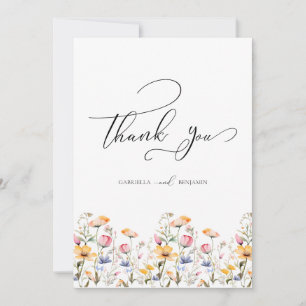 Aquarell-Wiesen-Wildblumen-Hochzeit-Dankeschön-Kar Dankeskarte