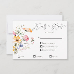 Aquarell-Wiesen-Wildblumen-Hochzeit RSVP Karte