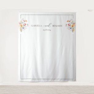 Aquarell-Wiesen-Wildblumen-Hochzeitskulisse Wandteppich