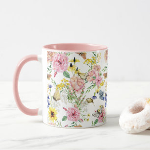 Aquarell-Wiesen-Wildblumen-Muster Tasse
