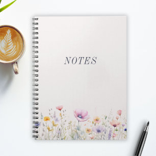 Aquarell-Wiesen-Wildblumen-Notizen Minimalistisch Notizblock