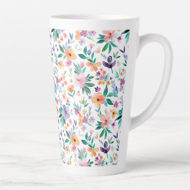 Aquarell-Wiesenblumen-Muster Milchtasse (Rechts)