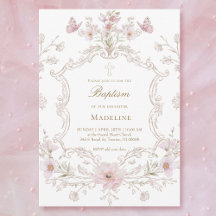 Aquarell-Wiesenblumen-Rahmen Taufe Mädchen