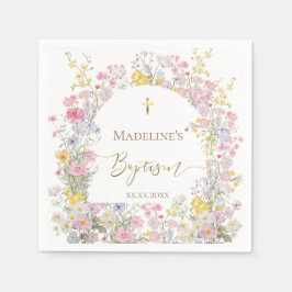 Aquarell-Wiesenblumen Taufe Serviette