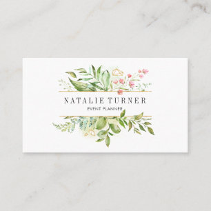 Aquarell Wild florale Green Foliage Business Card Visitenkarte