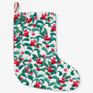 Aquarell-Wildbeeren, nahtloses Muster. Kleiner Weihnachtsstrumpf