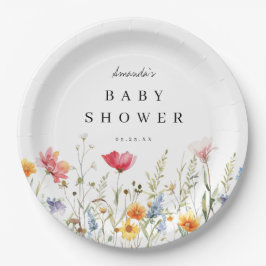 Aquarell Wildblume Baby Dusche Papier Teller