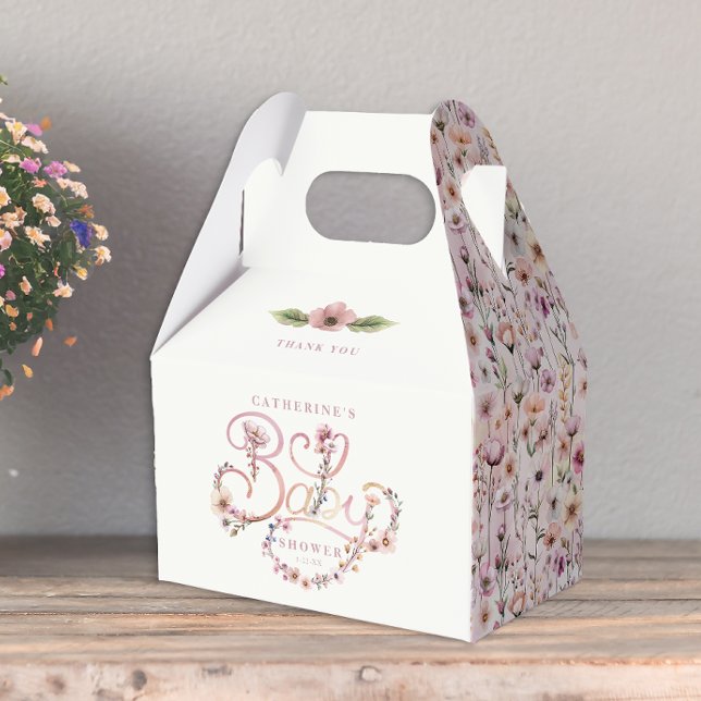 Aquarell Wildblume Babydusche Gefallen Box - Staub Geschenkschachtel (Favor Box)