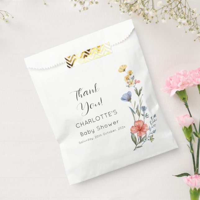 Aquarell Wildblume Babydusche Geschenktütchen (Versiegelt)