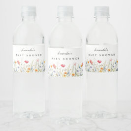Aquarell Wildblume Babydusche Wasserflaschenetikett