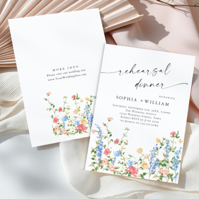 Aquarell Wildblume Boho Probe Abendessen Einladung (Von Creator hochgeladen)
