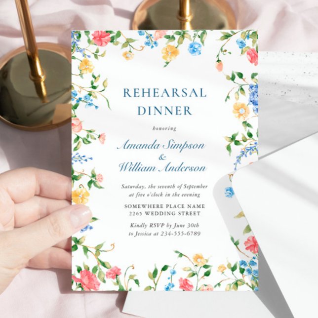 Aquarell Wildblume Boho Probe Abendessen Einladung (Von Creator hochgeladen)
