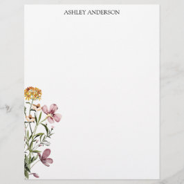 Aquarell Wildblume Bouquet #1 Personalisierter Nam Briefbogen
