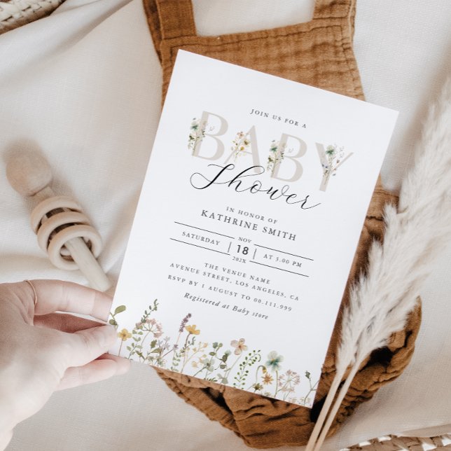 Aquarell Wildblume Kinderdusche Einladung (Von Creator hochgeladen)