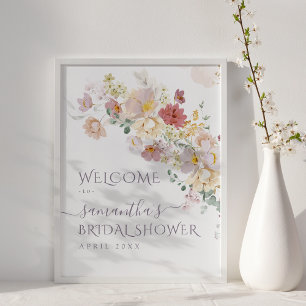 Aquarell-Wildblume Lila Hochzeitsdusche Poster