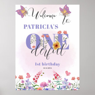Aquarell-Wildblume Onederful Geburtstags-Willkomme Poster