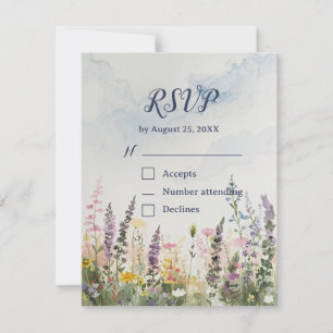Aquarell Wildblume QR Code Rustikal Boho RSVP Karte