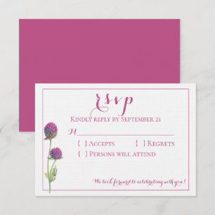 Aquarell-Wildblume-Rosa-Blumen-Hochzeits-RSVP Einladung