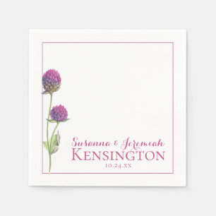 Aquarell-Wildblume Rosa Blumen-Rezeption Serviette