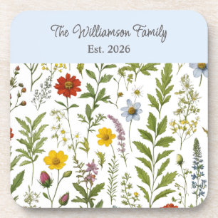 Aquarell Wildblume Rustikale Blumen Personalisiert Getränkeuntersetzer