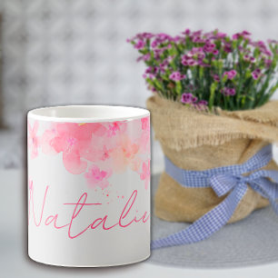 Aquarell-Wildblume weißer Name grau Kaffeetasse